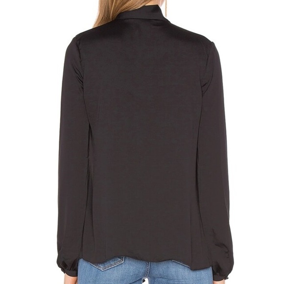 L'Academie Revolve 70's Blouse Neck Tie Black Long Sleeve Satin Size XS - Picture 14 of 14